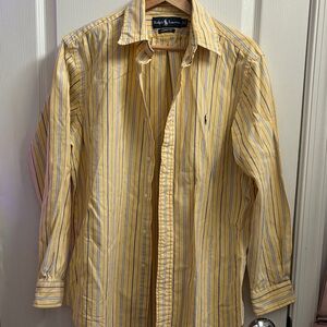 Ralph Lauren Yellow and Blue Striped Men's Shirt